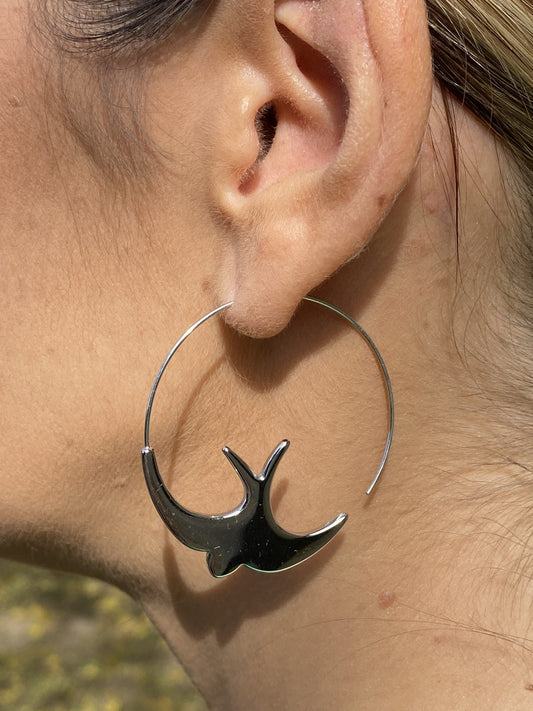 Orecchini Cerchio Rondine